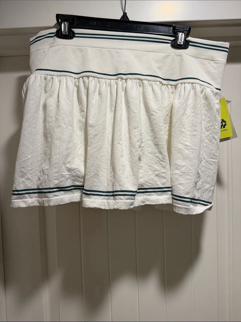 White Pleated Skort with Green Trim - Women